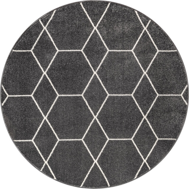 Muratap Trellis uni rond effen laagpolig vloerkleed modern donker 120 cm rond 3446834 large