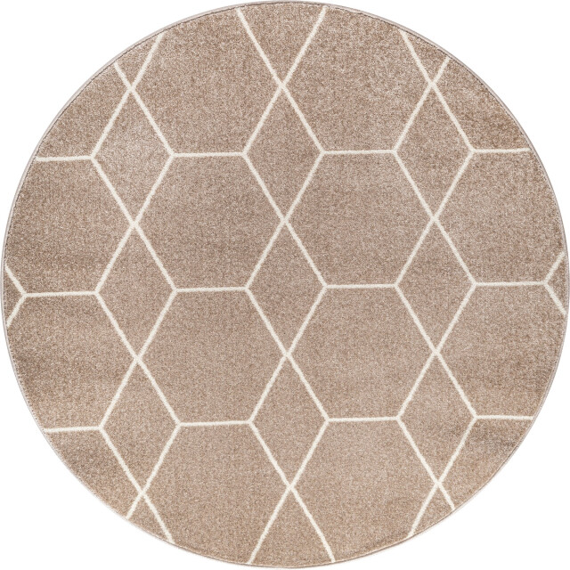 Muratap Trellis uni rond effen laagpolig vloerkleed modern 120 cm rond 3446814 large
