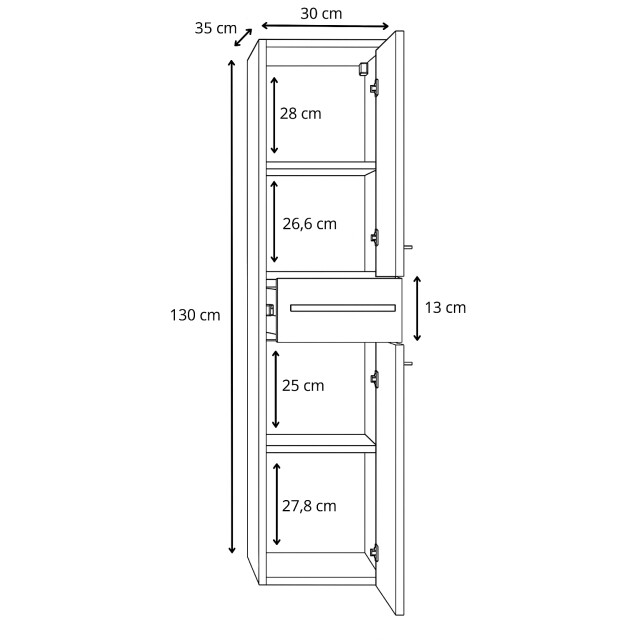 Badplaats Badkamerkast florence 30 x 35 x 130 cm hoogglans hangende 3449128 large