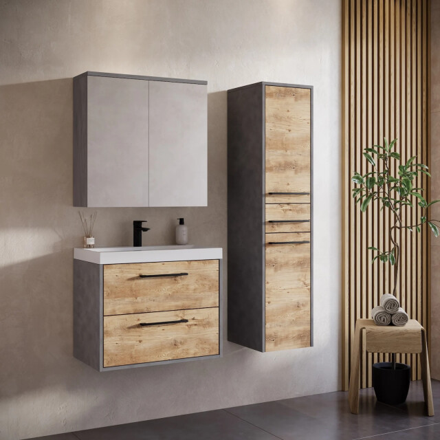 Badplaats Badkamermeubel set florence 60 cm – donker grijs met kastanje – 3449132 large