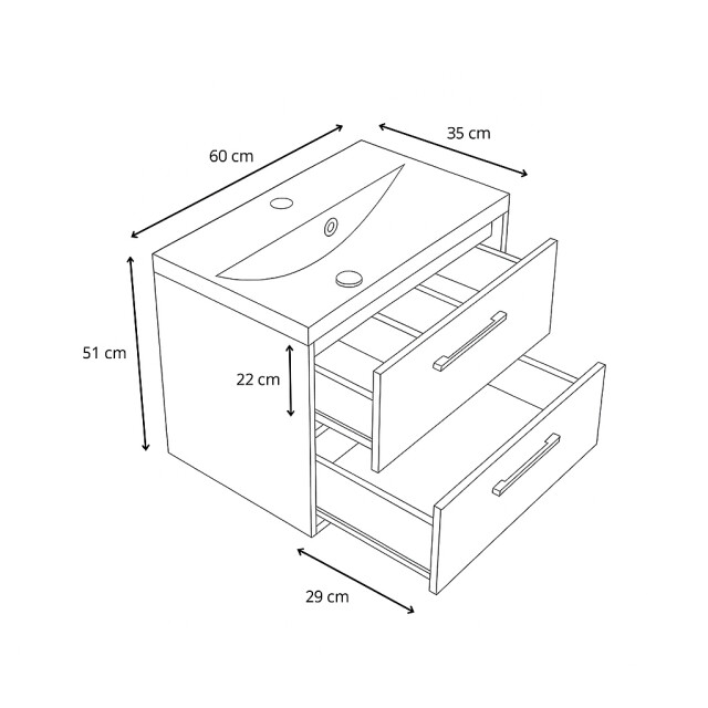 Badplaats Badkamermeubel set florence 01 60 cm – donker grijs met kastanje 3449136 large