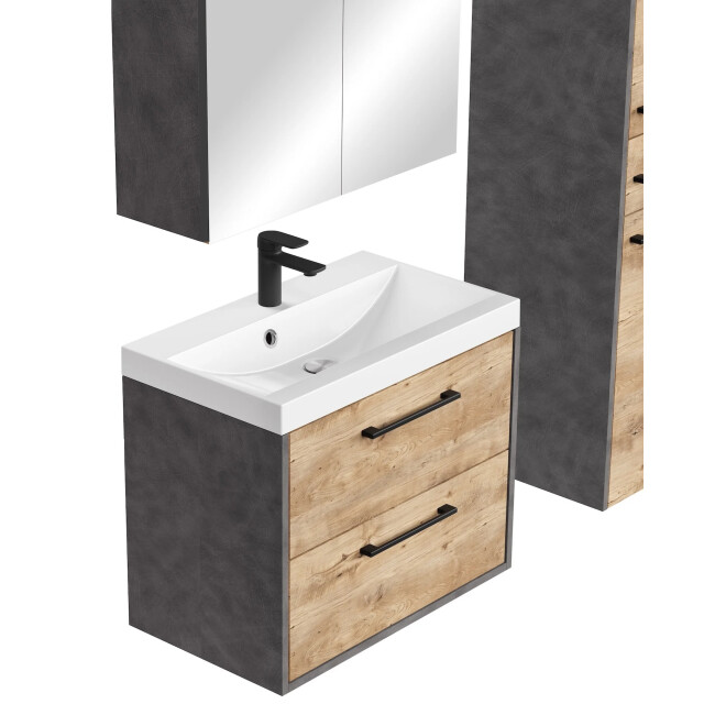 Badplaats Badkamermeubel set florence 60 cm – donker grijs met kastanje – 3449132 large