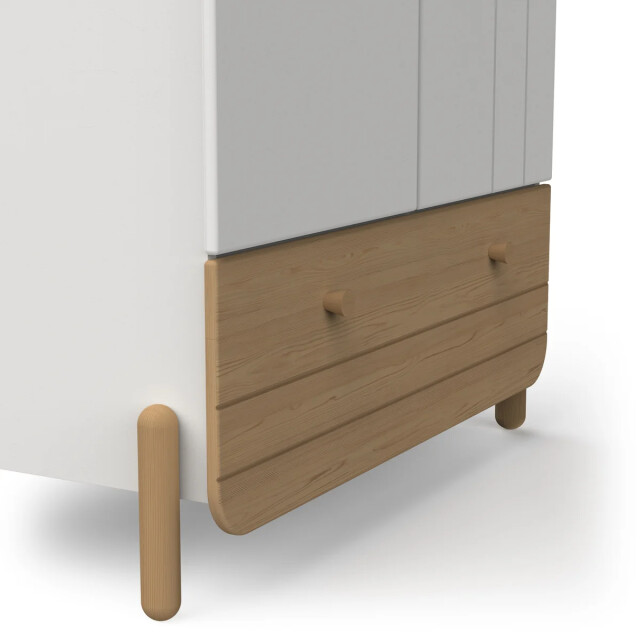 CaliCosy Armoire 2 portes ouvrantes et 1 tiroir blanc et décor chêne h187,6 cm edaj 3449100 large