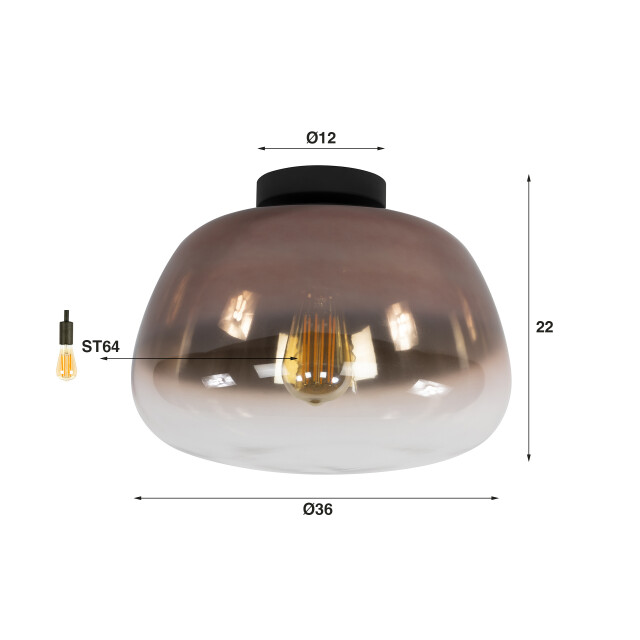 Hoyz plafondlamp pulse shaded 1-lichts koper glas 3423843 large