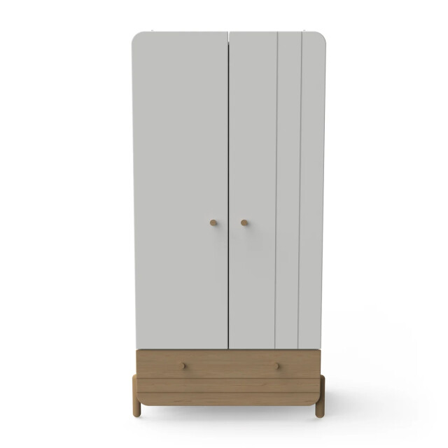CaliCosy Armoire 2 portes ouvrantes et 1 tiroir blanc et décor chêne h187,6 cm edaj 3449100 large