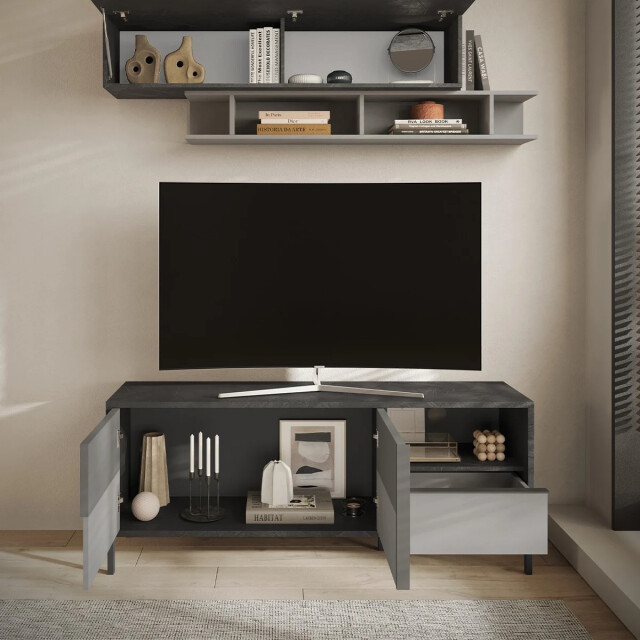 CaliCosy Klein tv-meubel met 2 deuren, 1 lade en 1 open vak l156 cm everest 3449110 large