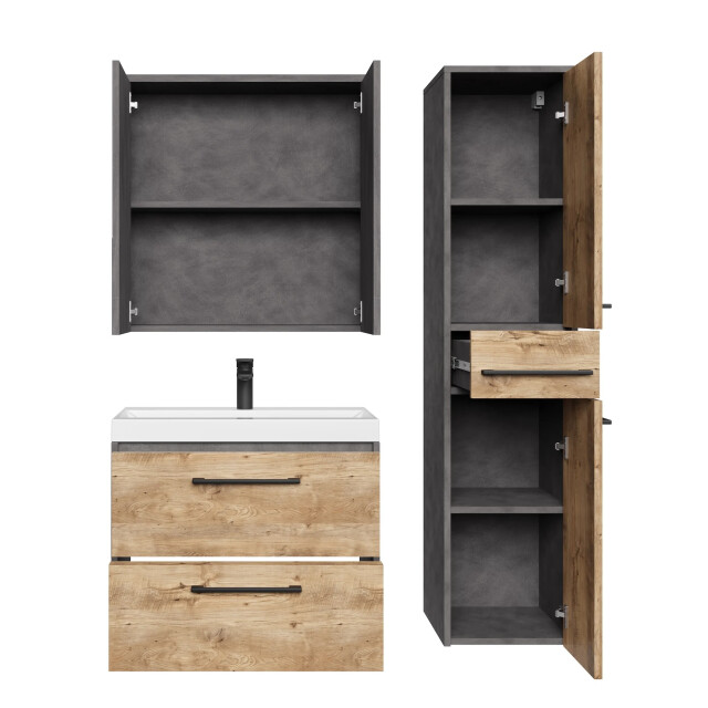 Badplaats Badkamermeubel set florence 60 cm – donker grijs met kastanje – 3449132 large