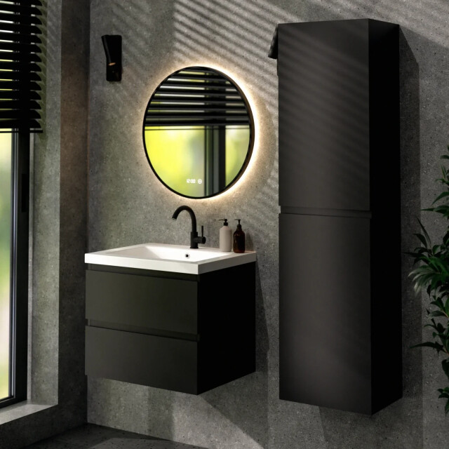 Mirlux Badkamermeubel karo 60cm mat zwart wastafel wit 3428778 large