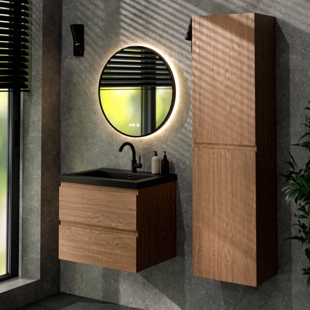 Mirlux Badkamermeubel karo 60cm warm eiken wastafel zwart 3428773 large