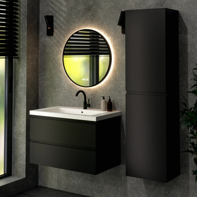 Mirlux Badkamermeubel sova 80cm mat zwart wastafel wit 3428786 large