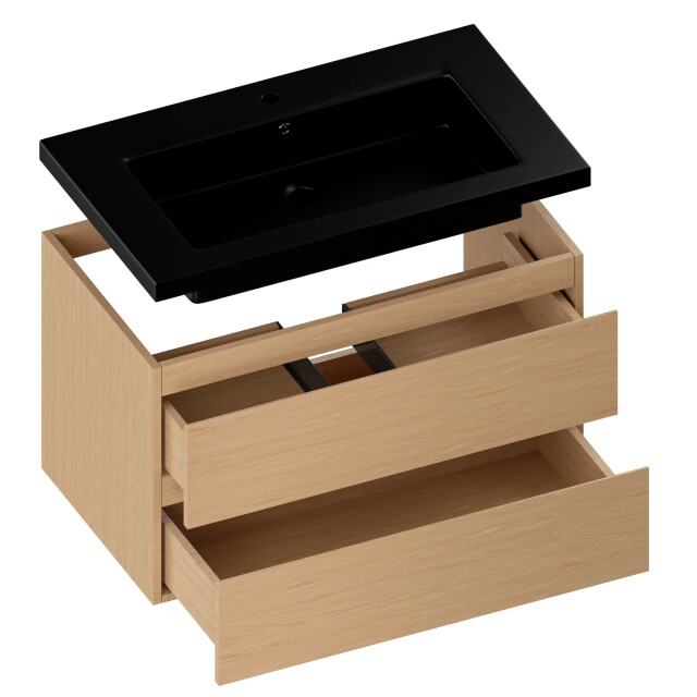 Mirlux Badkamermeubel sova 80cm licht eiken wastafel zwart 3428781 large