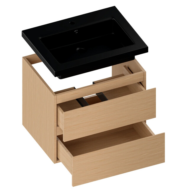 Mirlux Badkamermeubel karo 60cm licht eiken wastafel zwart 3428771 large