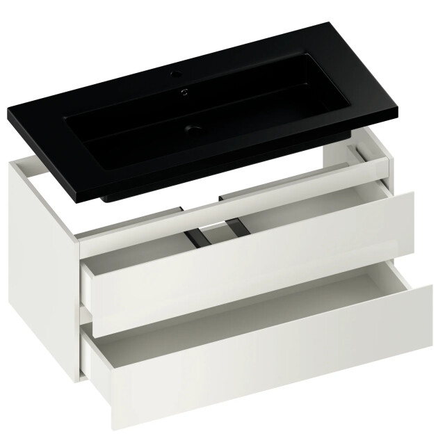 Mirlux Badkamermeubel sena 100cm wit wastafel zwart 3428797 large