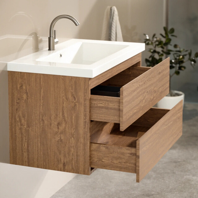Mirlux Badkamermeubel sova 80cm warm eiken wastafel wit 3428782 large