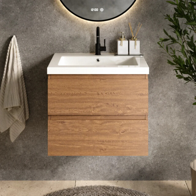 Mirlux Badkamermeubel karo 60cm warm eiken wastafel wit 3428772 large