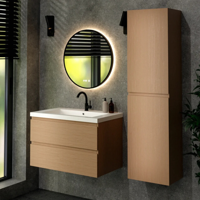 Mirlux Badkamermeubel sova 80cm licht eiken wastafel wit 3428780 large