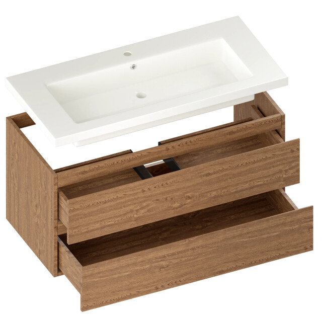 Mirlux Badkamermeubel sena 100cm warm eiken wastafel wit 3428792 large