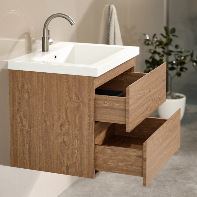 Mirlux Badkamermeubel karo 60cm warm eiken wastafel wit 3428772 large