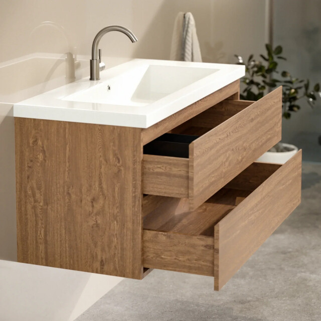 Mirlux Badkamermeubel sena 100cm warm eiken wastafel wit 3428792 large