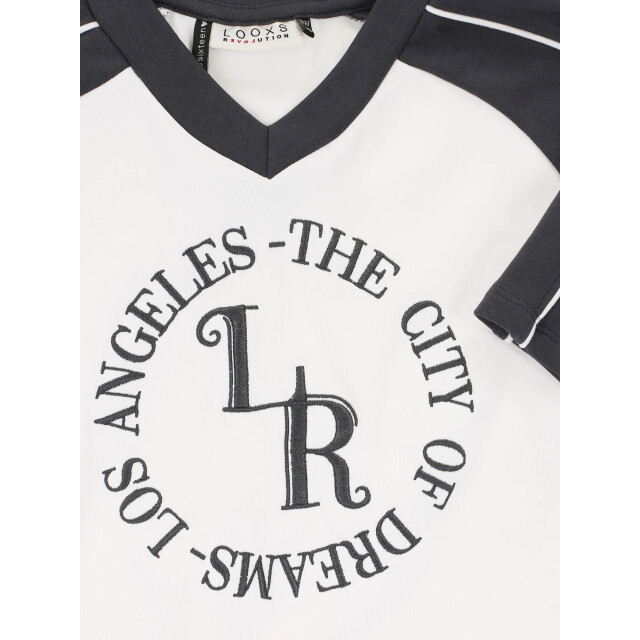 Looxs Revolution Cropped and loose-fit t-shirt raglan voor meisjes in de kleur 2601-5455-012 large