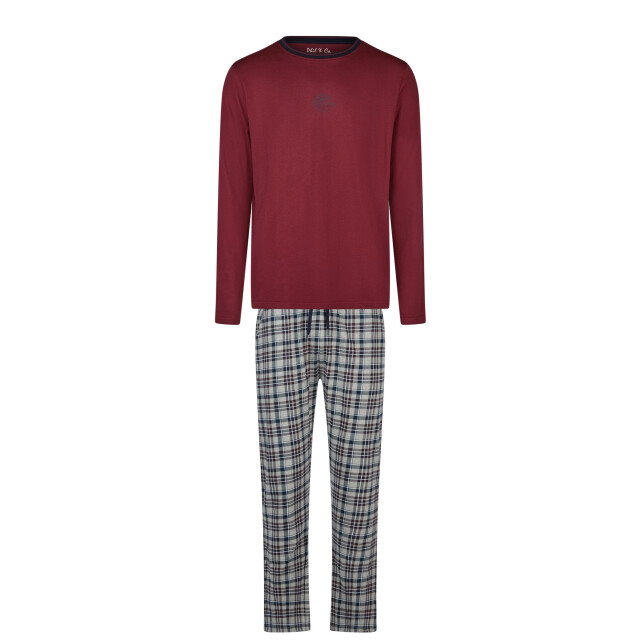 Phil & Co Heren winter pyjama set lang rood/grijs geruit PH-6141-02 large