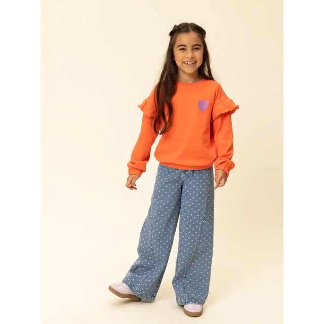 Looxs Revolution Wide leg bleach denim hearts voor meisjes in de kleur 2601-7601-988 large