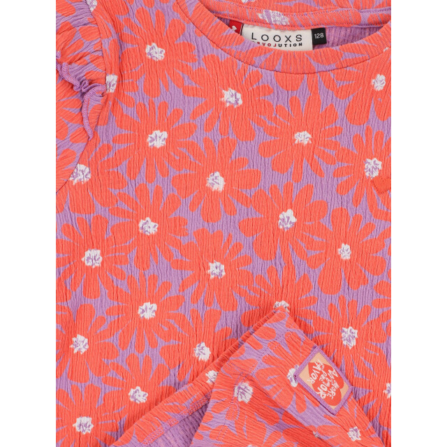 Looxs Revolution T-shirt jersey koraal floral spring voor meisjes in de kleur 2601-7404-985 large