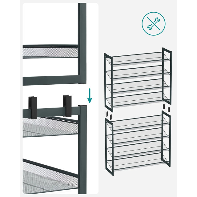 CaliCosy Etagère à chaussures 8 niveaux en métal noir h163,4 cm 3454040 large