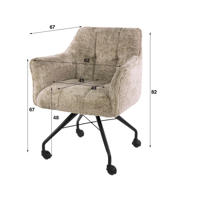 Hoyz armstoel raster wieltjes verpakt per 2 alura zand 3423823 large