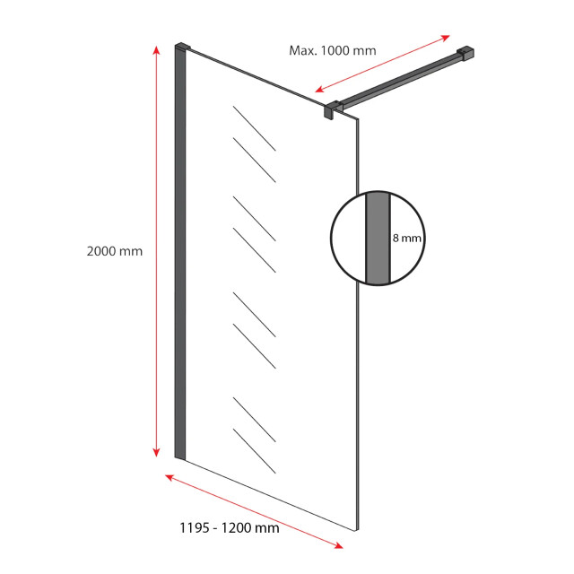 Badplaats Douchewand rizani 120 x 200 cm zwart – inloopdouche 8 mm 3181206 large
