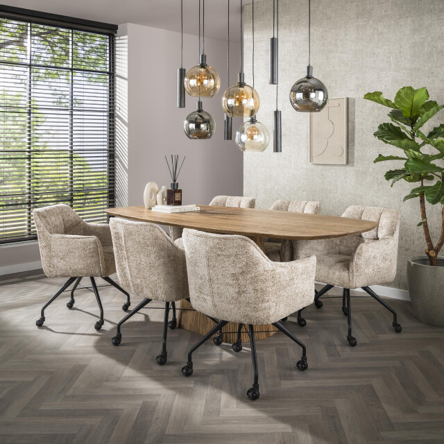 Hoyz armstoel raster wieltjes verpakt per 2 alura zand 3423823 large