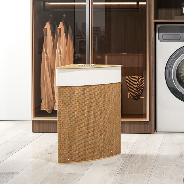 4goodz Wasmand hoekmodel bamboe met deksel 55 liter - 3461206 large