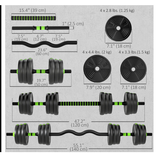 4goodz Verstelbare halterset 20 kg dumbels en barbells halterstang voor 3462587 large