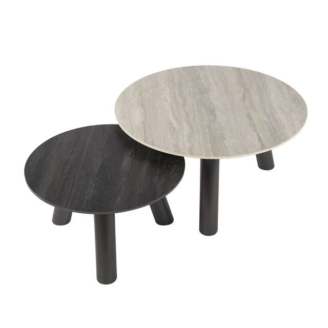 Hoyz salontafel twin rond set van 2 3d keramiek travertin 3423828 large