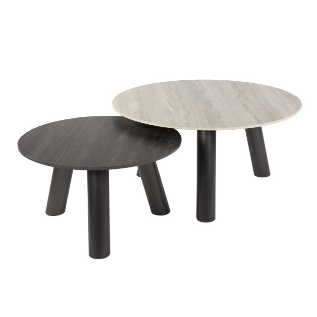 Hoyz salontafel twin rond set van 2 3d keramiek travertin 3423828 large