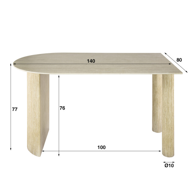 Hoyz eettafel romano arch 1-side 140cm keramiek travertin 3423818 large
