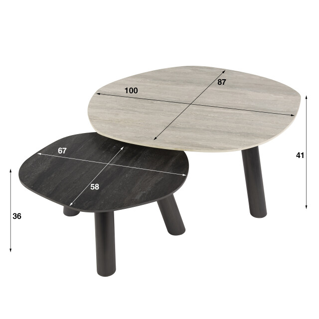 Hoyz salontafel twin log set van 2 3d keramiek travertin 3423829 large