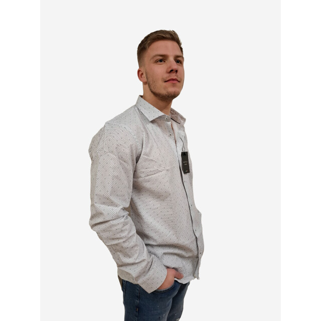 Napoli Uomo overhemd heren wit print italianstyle NAP24-17 large