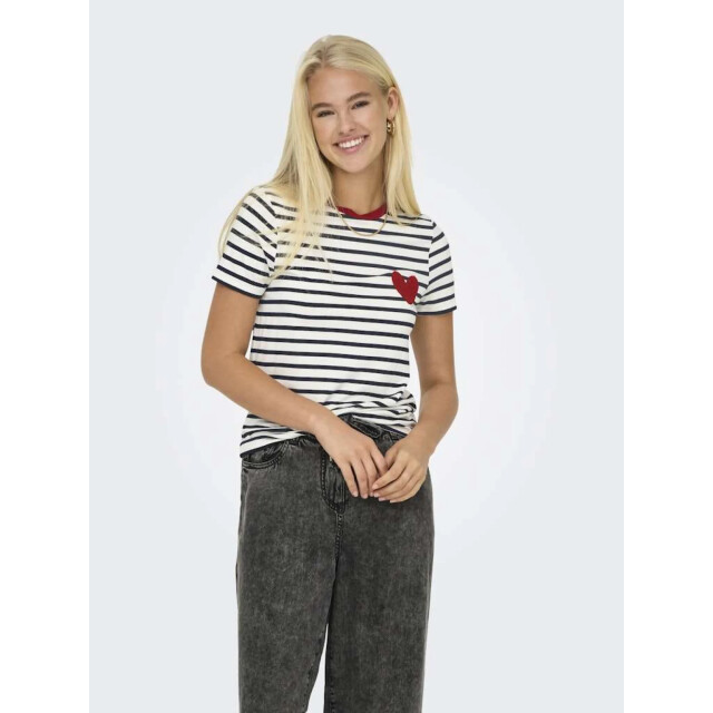 Only Onlheart life s/s tee jrs noos cloud dancer/night 15318959-177922002 large