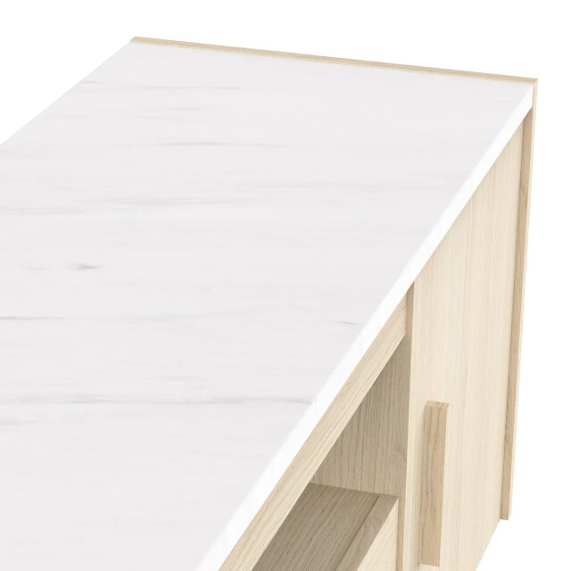 CaliCosy Tv-meubel met 2 openslaande deuren en 1 lade, eiken decor en marmer, l178,8 cm - 3467372 large