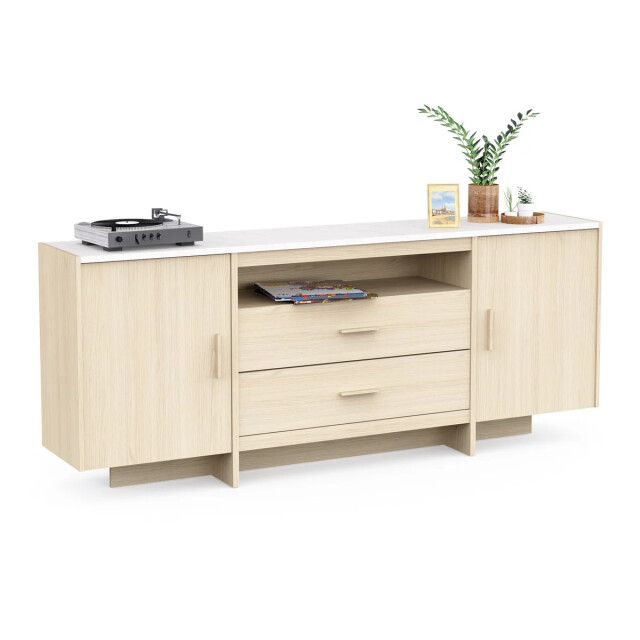 CaliCosy Buffet met 2 openslaande deuren en 2 lades, decor van eikenfineer en marmer, 3467373 large