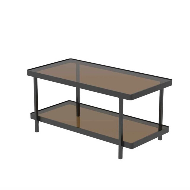 CaliCosy Zwarte metalen salontafel met 2 rookglasplaten l100 cm ora 3467387 large