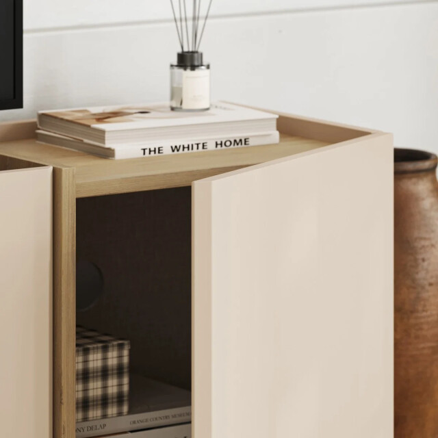 CaliCosy Tv-meubel met 4 deuren in kasjmierdecor en saffier eiken l180 cm onyx 3467377 large