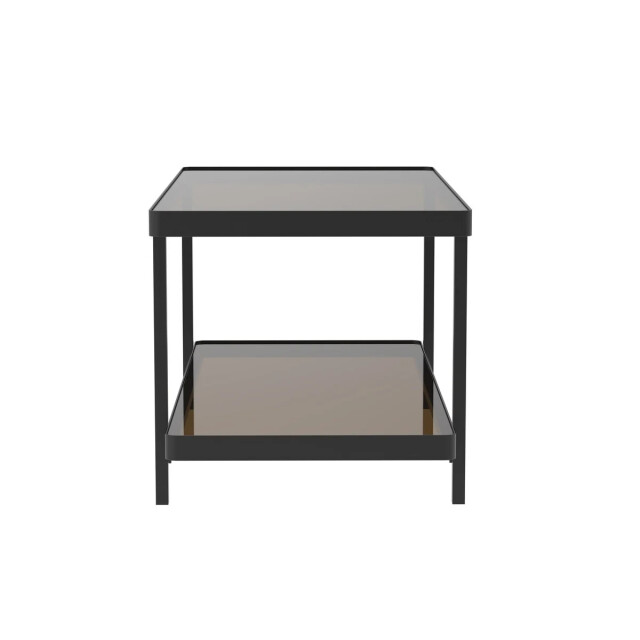 CaliCosy Zwarte metalen salontafel met 2 rookglasplaten l100 cm ora 3467387 large