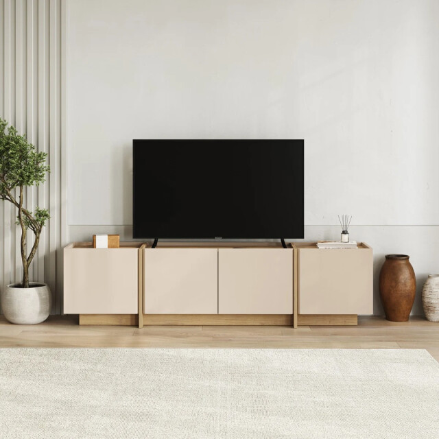 CaliCosy Tv-meubel met 4 deuren in kasjmierdecor en saffier eiken l180 cm onyx 3467377 large