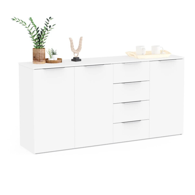CaliCosy Buffet met 3 deuren en 4 lades, mat wit, l159,4 cm ghost 3467370 large