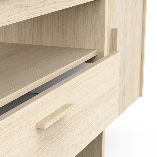 CaliCosy Tv-meubel met 2 openslaande deuren en 1 lade, eiken decor en marmer, l178,8 cm - 3467372 large