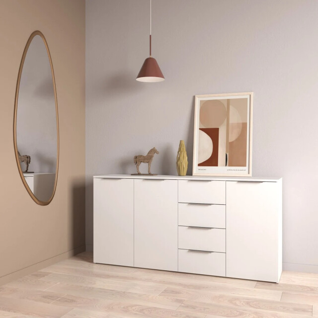CaliCosy Buffet met 3 deuren en 4 lades, mat wit, l159,4 cm ghost 3467370 large