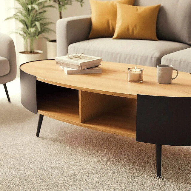 CaliCosy Ovale salontafel met zwarte metalen zijkanten l120 cm eklo 3467384 large