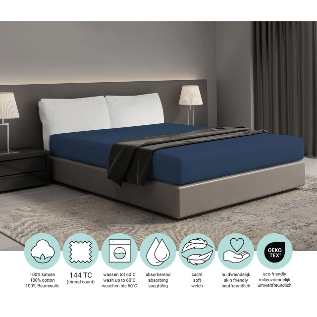 DoubleDry Hoeslaken 100% natuurlijk katoen eenpersoons 90x200 cm zacht & 3472178 large